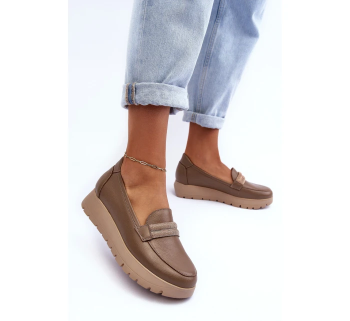 Kožené polobotky na platformě s ozdobou model 21634887 - Boto
