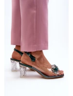 Sandały Transparentne Na Słupku Z Ozdobami Zielone D&A MR38-D1