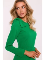 M814 Mini šaty s mašľou na ramene - zelené