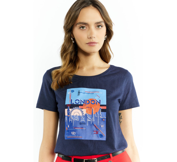 Monnari Tričká Dámske tričko s potlačou Navy Blue