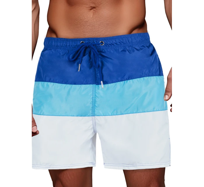 Pánske modro-biele plavecké šortky Dstreet SX2517