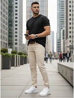 Pánske slim fit džínsy s opaskom béžové FashionStreet UX4493