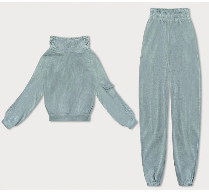 Dámsky teplákový komplet typu "wafel" v mätovej farbe (AMG-339A) Dámsky teplákový komplet typu "wafel" v mätovej farbe (AMG-339A)