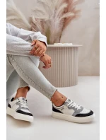 Damskie Niskie Sneakersy Z Eko Skóry Big Star OO274028 Biało-Szare Damskie Niskie Sneakersy Z Eko Skóry Big Star OO274028 Biało-Szare