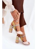 Kožené elegantní sandály na podpatku model 21690027 Multikolor - Laura Messi