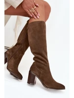 Dámské kozačky z přírodního semiše vyhřívané s olivové model 21712321 - SERGIO LEONE Dámské kozačky z přírodního semiše vyhřívané s olivové model 21712321 - SERGIO LEONE