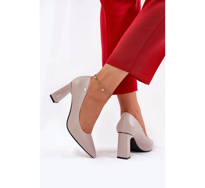 Elegantné dámske lodičky na širokom podpätku Vinceza - sivé Elegantné dámske lodičky na širokom podpätku Vinceza - sivé