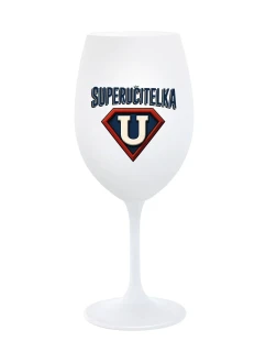 SUPERUČITELKA (ZNAK) - bílá sklenice na víno 350 ml