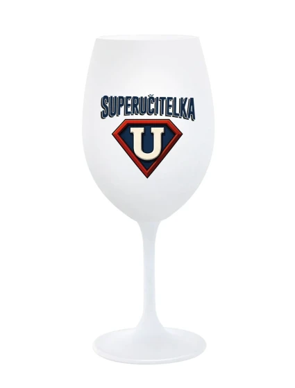 SUPERUČITELKA (ZNAK) - bílá sklenice na víno 350 ml SUPERUČITELKA (ZNAK) - bílá sklenice na víno 350 ml
