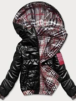 Krátka čierna dámska bunda s ozdobným lemovaním (B8030-1)