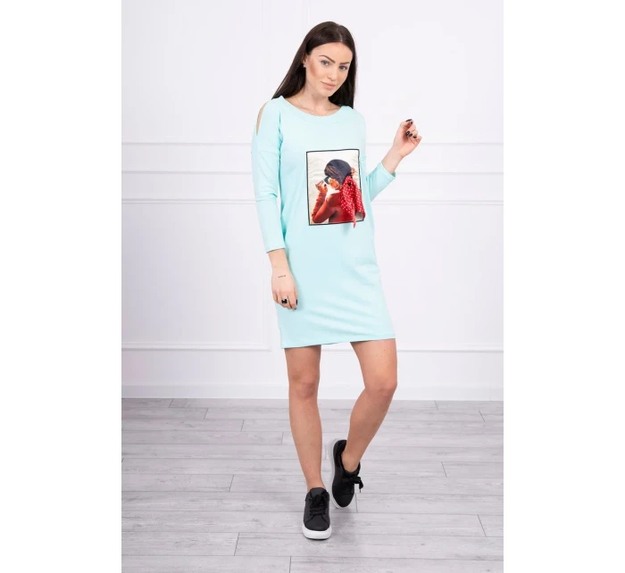 3D mätové šaty s potlačou hrášku a mašľou