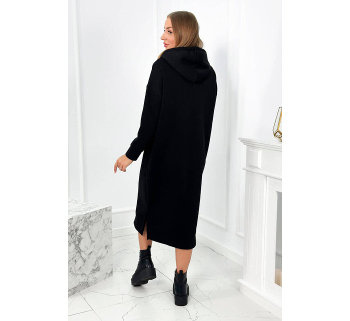 Dlouhé šaty s kapucí černý