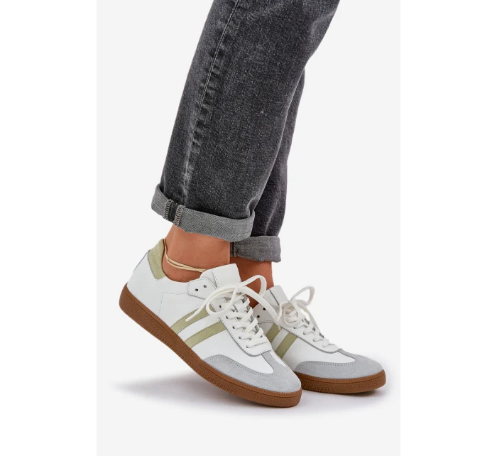 model 21684284 Kožené Nízké Tenisky Dámské Bílé - Zazoo