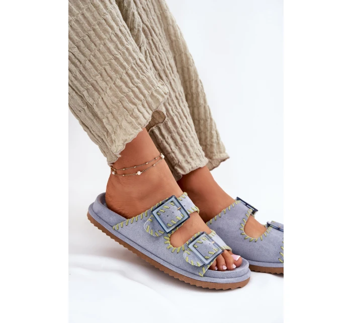 Dámské Pantofle S A Ozdobným Modré model 21696583 - Boto