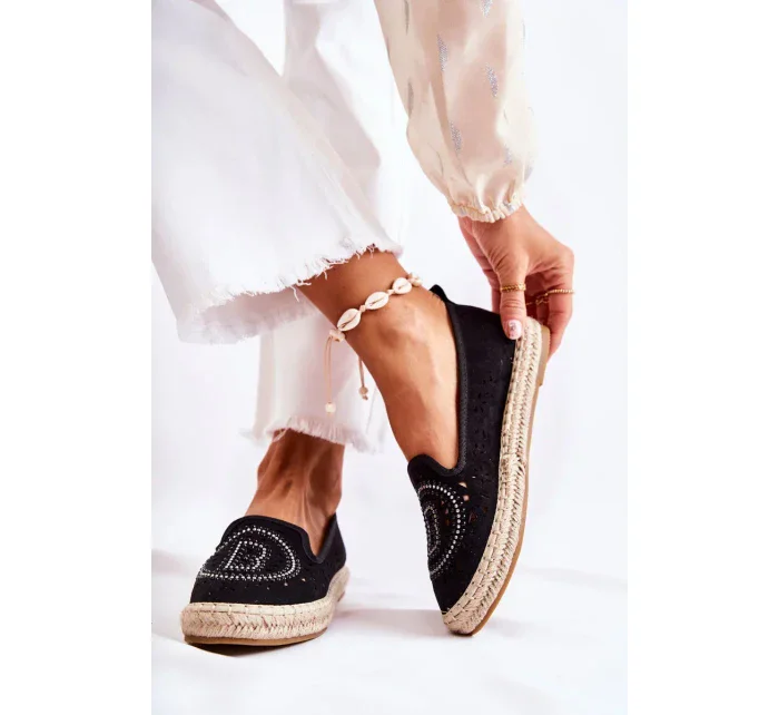 Prolamované Nazouvací dámské espadrilky Černá Meredith Prolamované Nazouvací dámské espadrilky Černá Meredith
