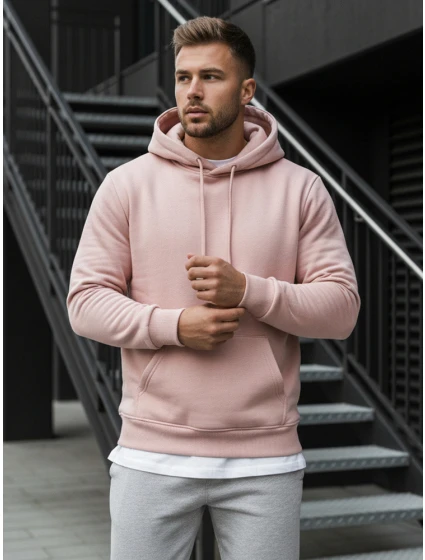 Pánská mikina s kapucí růžová Dstreet model 21962670 - FashionStreet