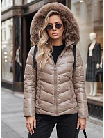 Dámska prešívaná zimná bunda s kapucňou MIRIAL tmavo béžová FashionStreet TY3771 Dámska prešívaná zimná bunda s kapucňou MIRIAL tmavo béžová FashionStreet TY3771
