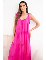 Dámské viskózové šaty na model 22141210 ramínkách fuchsiová - K-Fashion