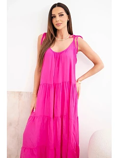 Dámské viskózové šaty na model 22141210 ramínkách fuchsiová - K-Fashion