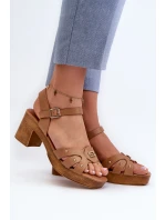 Sandały Damskie Na Obcasie Z Eko Skóry Brązowe Assames Sandały Damskie Na Obcasie Z Eko Skóry Brązowe Assames