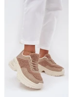 Sneakersy Damskie Z Cyrkoniami I Futerkiem Typu Baranek Beżowe Zarika Sneakersy Damskie Z Cyrkoniami I Futerkiem Typu Baranek Beżowe Zarika