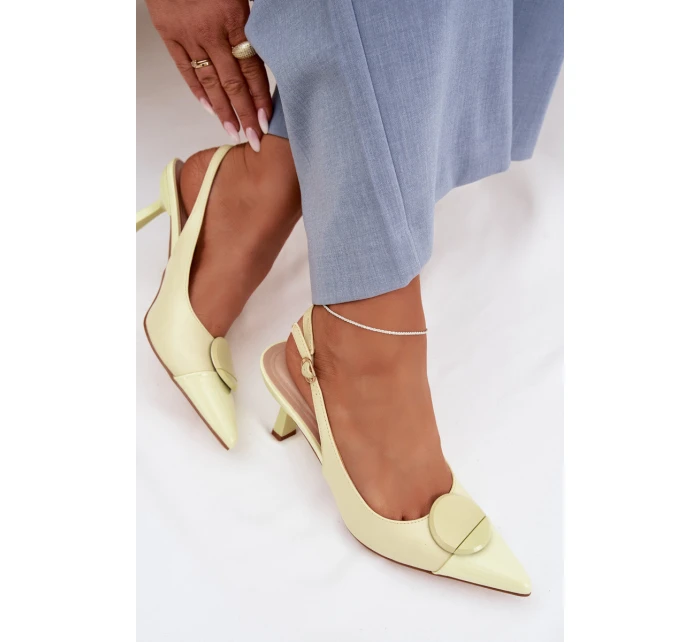 Dámské sandály na podpatku s ozdobným detailem Žluté Mariae
