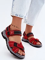 Dámske kožené semišové sandále Red Blingy na suchý zips