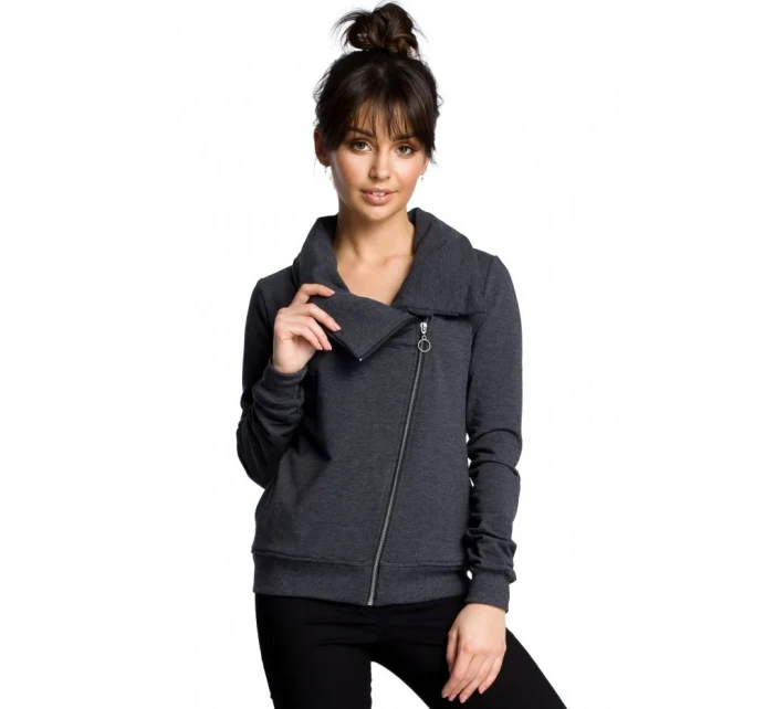 model 15097749 Mikina na zip ecru barva - BeWear