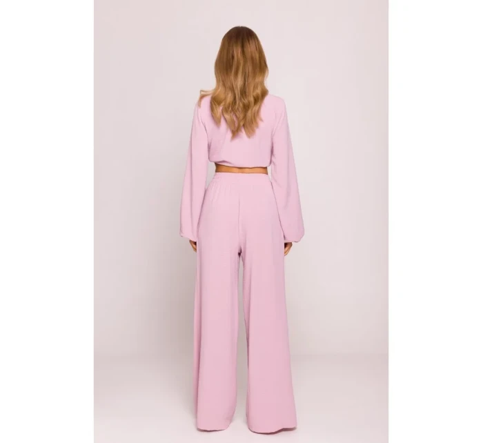 M862 Široké nohavice - krepová ružová