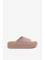 Dámske papuče na platforme Big Star - tmavo béžové