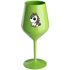 DUHOVÝ JEDNOROŽEC - zelená nerozbitná sklenice na víno 470 ml
