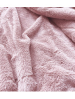 Dámska semišová bunda ramoneska v púdrovo ružovej farbe s kožušinou (6502)