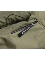 Kaki-biela dámska bunda pre prechodné obdobie (B8037-11026) Kaki-biela dámska bunda pre prechodné obdobie (B8037-11026)