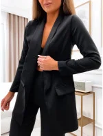 Černý dámský komplet volné sako a široké kalhoty model 19673921 - Moon