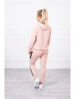 Športová sada s pruhmi tmavo púdrovo ružová