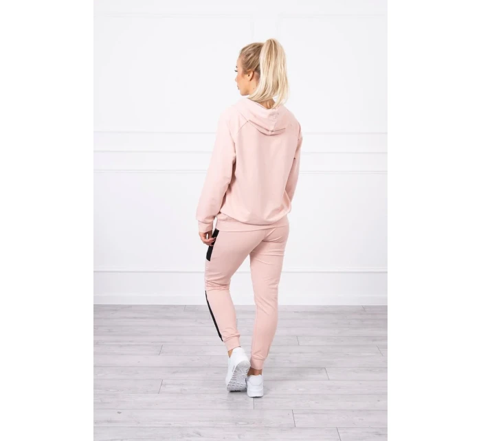 Športová sada s pruhmi tmavo púdrovo ružová