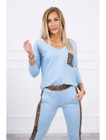 Sada s leopardím potlačou modrej farby