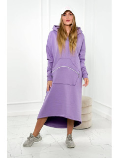 Zateplené šaty s kapucňou fialka