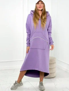 Zateplené šaty s kapucňou fialka