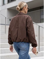 Krátká dámská přechodová bunda bez kapuce, hnědá, FashionStreet TY5957 Krátká dámská přechodová bunda bez kapuce, hnědá, FashionStreet TY5957