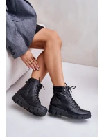 Lehké Zateplené Dámské Boty Na Platformě A Klínu Černé model 21674010 - Boto