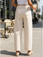 Spodnie damskie z wysokim stanem z beżowe model 22067209 - FashionStreet