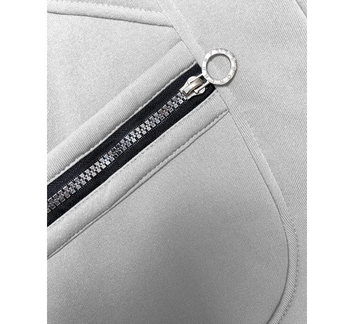 Svetlosivá dámska mikina so svetríkovou kapucňou (AMG-312A)