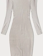 Ceruzkové šaty s dlhými rukávmi béžová (MM98012)