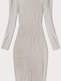 Béžové tužkové šaty s dlouhými rukávy (MM98012)