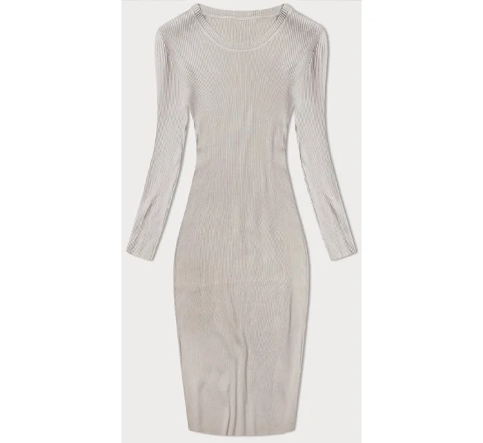 Béžové tužkové šaty s dlouhými rukávy model 20082463 - NEW COLLECTION
