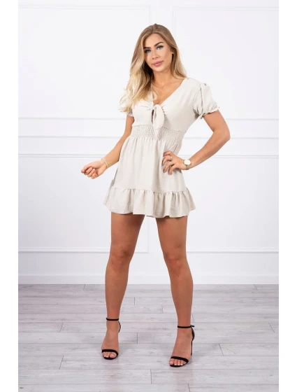 Šaty s viazaným výstrihom do V béžovej farby