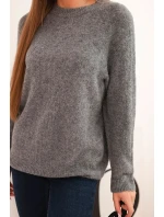 Dámsky detský sveter z alpaky s dlhými rukávmi sivý