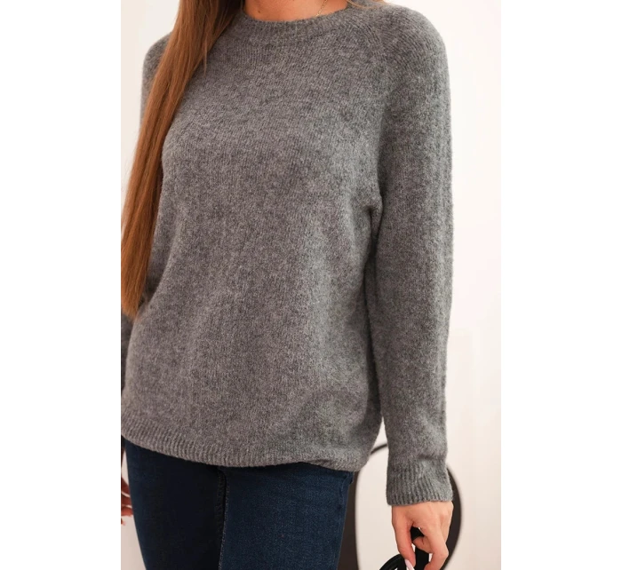 Dámsky detský sveter z alpaky s dlhými rukávmi sivý