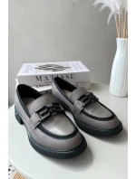 Elegantní dámské kožené mokasíny tmavě béžové model 21655398 - VINCEZA